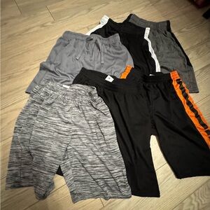 6 pair Kids Athletic Shorts Set - Gray, Black, and Orange